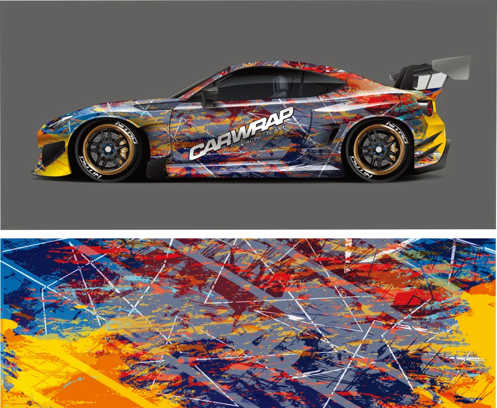 Artistic Pattern Racing Car Graphic Decal Full Body Vinyl Wrap Modern