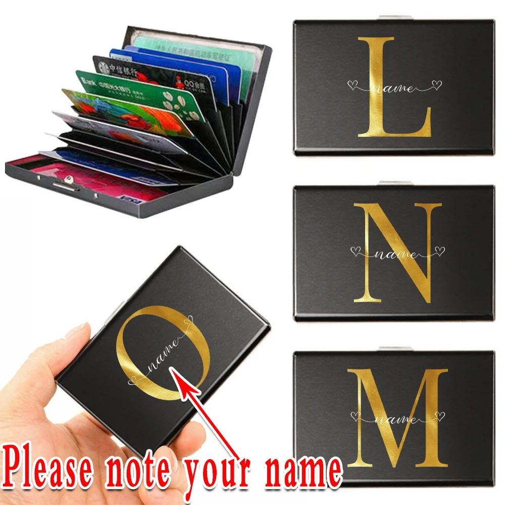 Customize Free Name Credit Card Holder Men RFID Aluminum Metal Money Bag Anti-scan Card Holder Purses Thin ID Case Male Wallet retro men wallet business credit card holder cards case purses pu leather high quality male money wallets