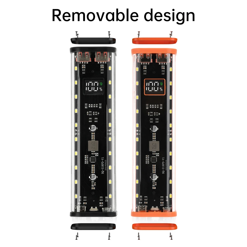 DIY Power Bank Case No-welding Battery Box Mecha Transparent Shell Long Endurance Fast Charging Mobile Power Supply 8pcs*18650