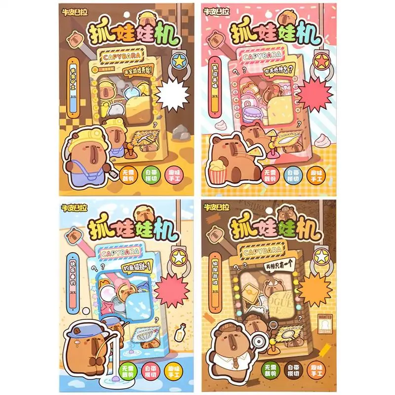 Capybara Claw Machine DIY paper Handmade toys Capybara Arcade Game Machine funny Grabber Machine Toys Paper Twisting Machine 6
