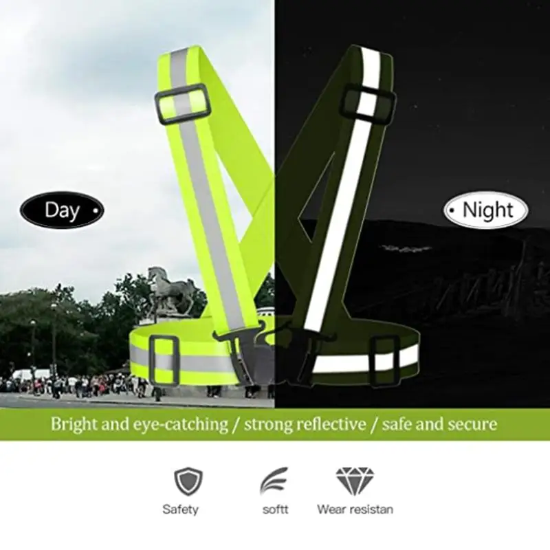 Safety vest 2/1PC Outdoor Night Walking Safety Vests Highlight Adjustable Lightweight Reflective Vest Biking Safety Strap Waterproof Running