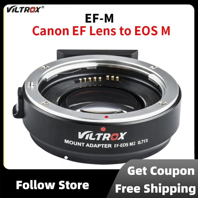 

Viltrox EF-EOS M2 EF-M 0.71x редуктор фокусного расстояния, усилитель скорости для объектива Canon EF к EOS M Camera Lens Adapter M6 M200 M5 M50