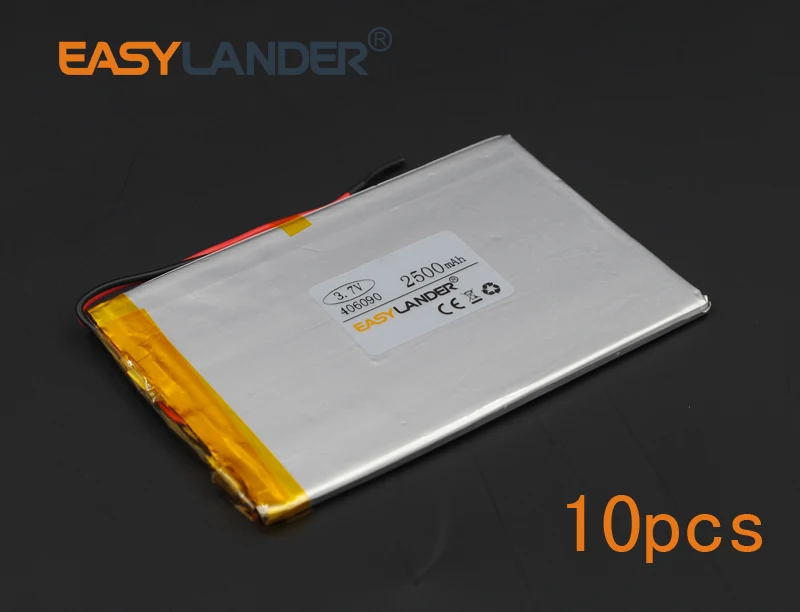 

10pcs/Lot 3.7V 2500mAh 406090 Polymer Li-ion Battery for electronics safety lamp Tablet PC Power Bank PDA Portable 046090