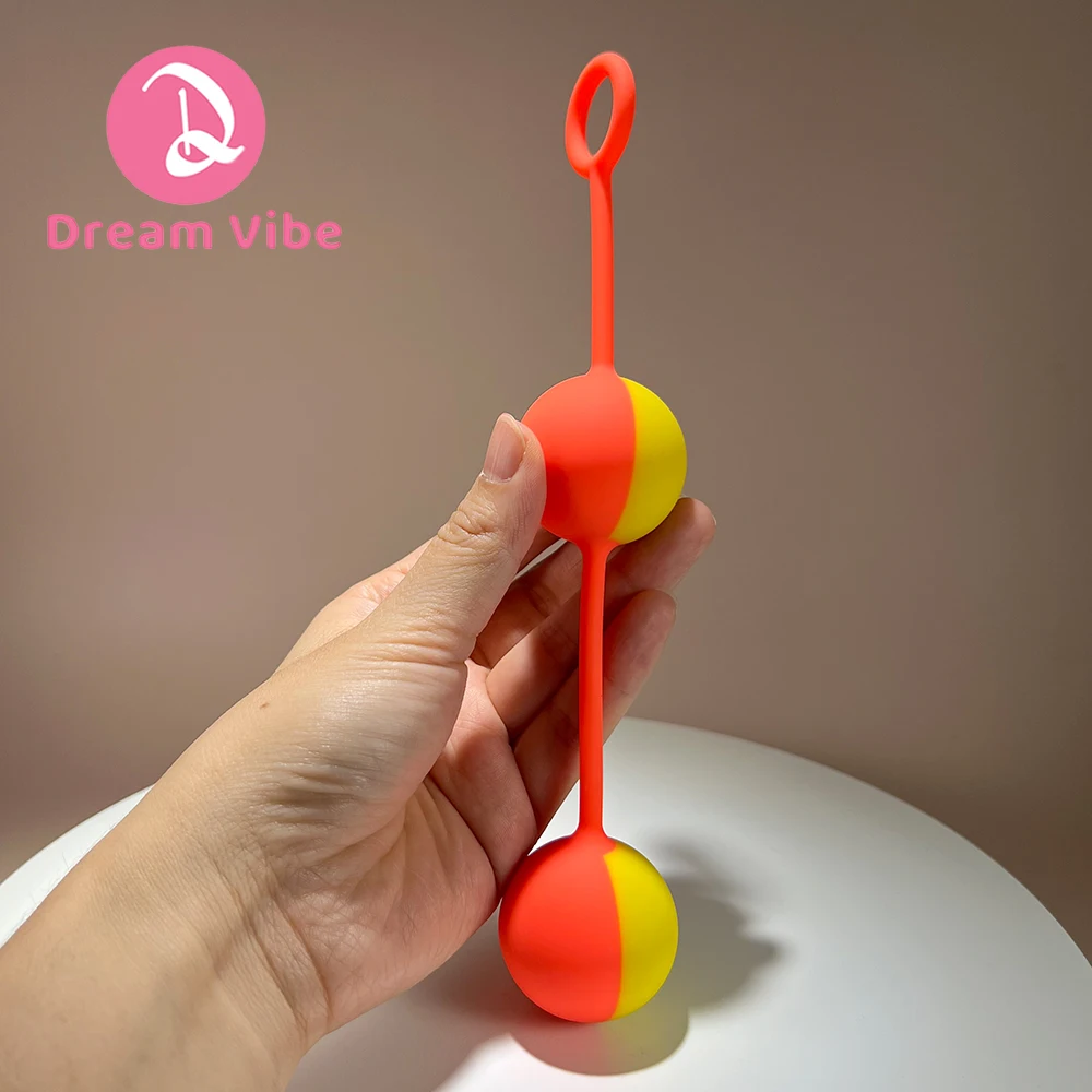 Pure Silicone Kegel Exercisers Duo Ben Wa Balls Pelvic Floor Training Beads Pleasure Sex Toy Woman Internal Free-Roaming Ball