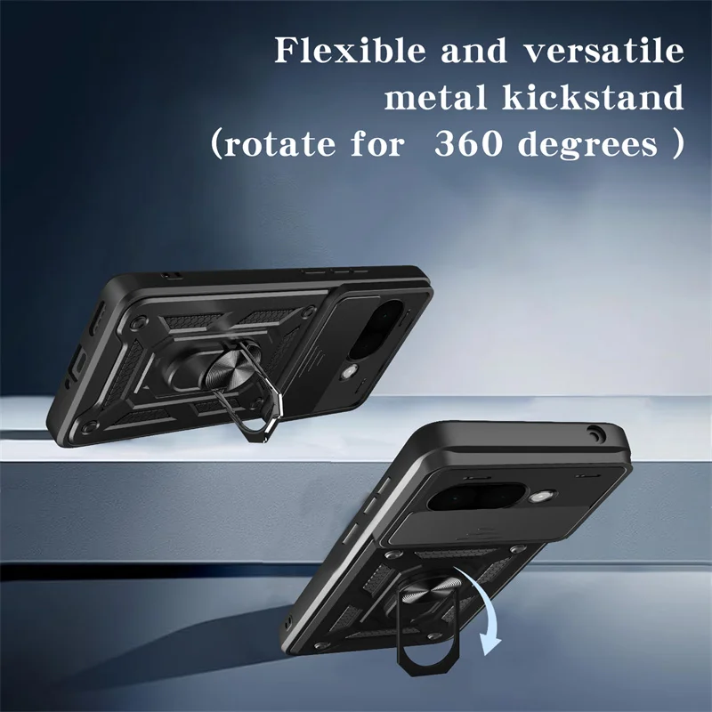 Magnetic Ring Armor Phone Case with Camera Protection and Car Mount Holder