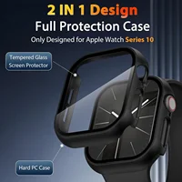 Étui pour Apple Watch 42mm 46mm 41mm 45mm 40mm 44mm, protecteur d'écran, couvercle de pare-chocs en verre trempé pour iWatch série 10 9 8 7 6 SE 2