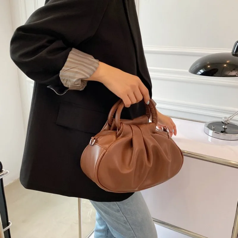 New High Quality Women's Bags Vintage Leather Cloud Pleated Bag Elegant Underarm Bag Luxury Design Crossbody Bag Handbag