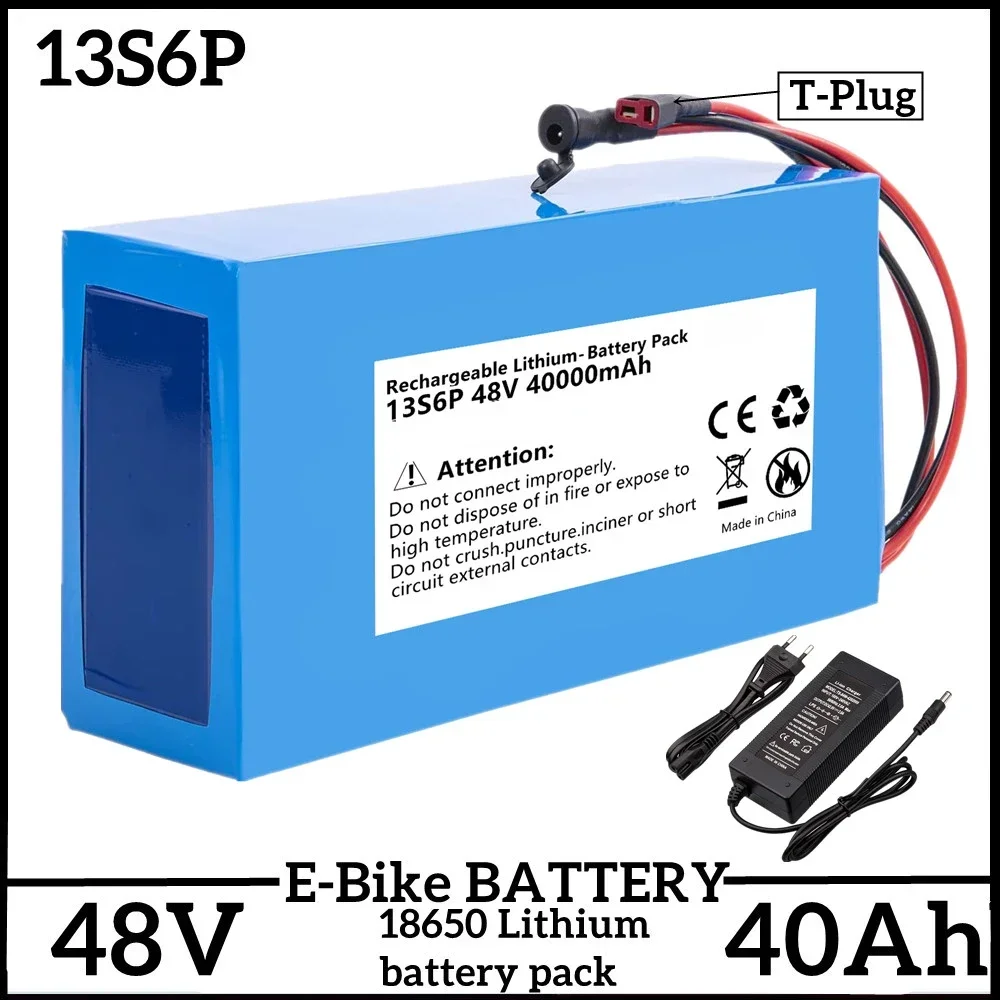 100% 48V Batterie 40Ah Batterie Al Litio Ebike, 13 S6P Li Ionen Batterie Fuir 500W 750W 1000W Motore Elektrische Fahrrad Bike Roller