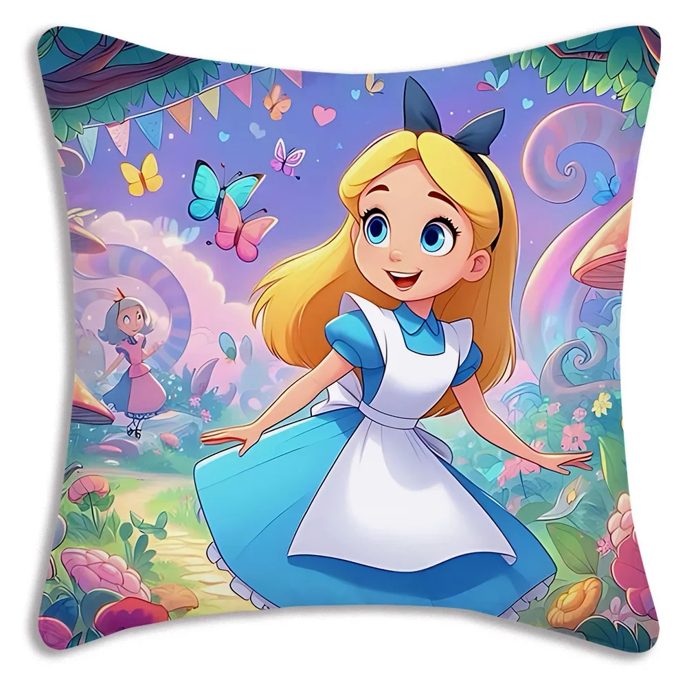 Pillow Covers Cartoon Alice in Wonderland Sofa Decorative Double-sided Printing