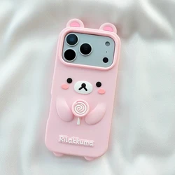 Cartoon Bear with Lollipop 3D Soft Silicone Phone Case - iPhone 13 14 15 (1)