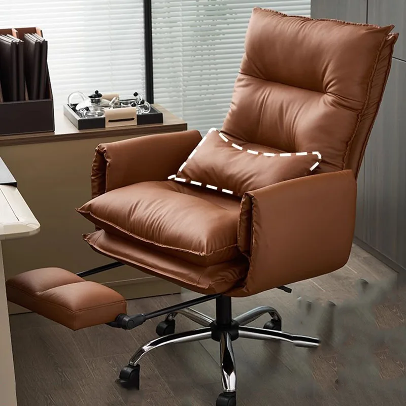 Recliner Comfortable Office Chair Leather Ergonomic Support Designer Office Chair Padding Swivel Sillas Gamer Office Furniture