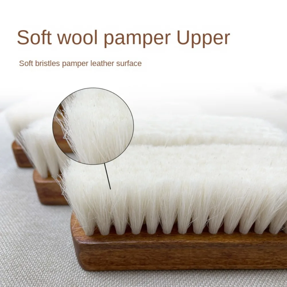 Soft Wool Shoe Brush Multifunctional Leather Care Shoe Polish Brush Wooden Handle Boot Cleaner Shoe Cleaning Brush 5