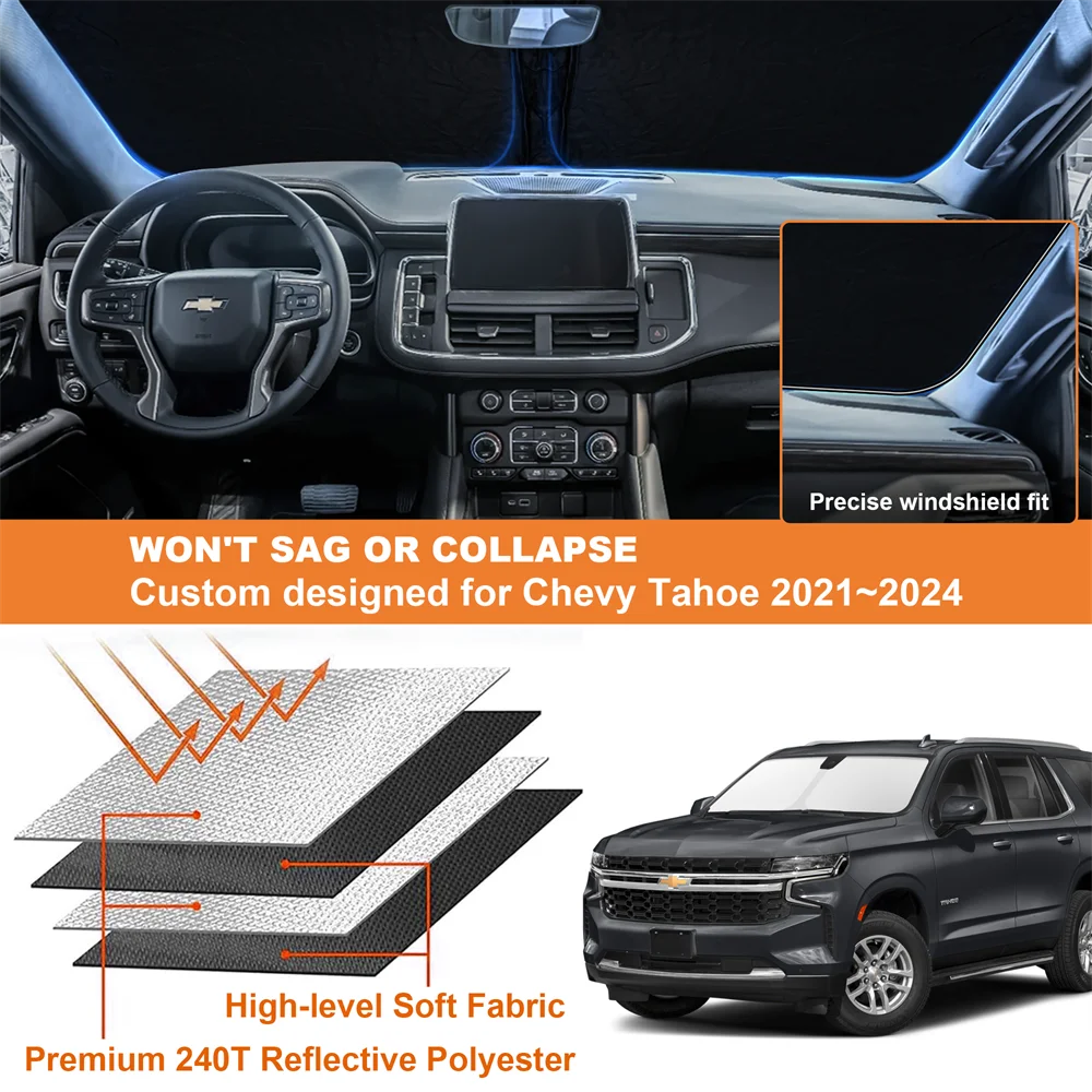 For Chevrolet Tahoe-Car Windshield Sun Shade Cover Front Window Sun Shade Visor UV Block Shield Cover Accessories