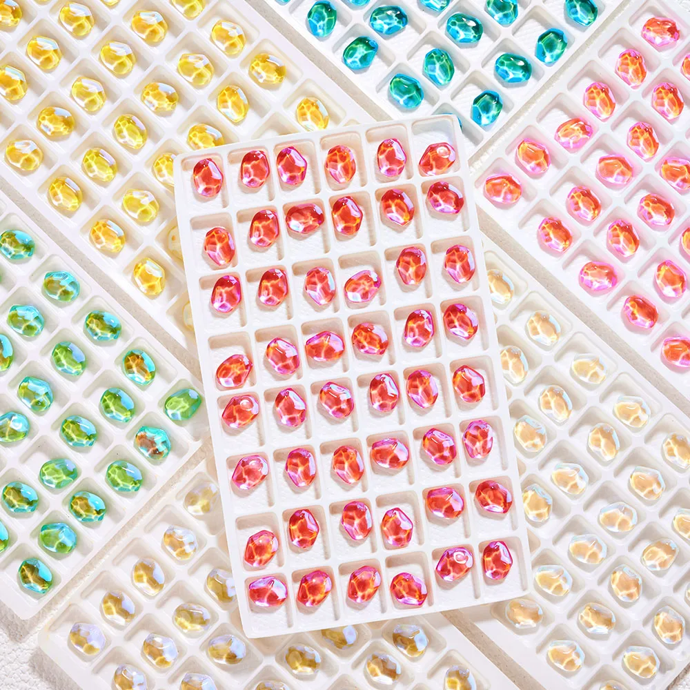 

50pcs Ice Nails Gems Water Ripple Flat Abnormity Pixie Crystal Nails Stone Aurora Ice Cube Rhinestones Nail Charms Art Decor#5P@