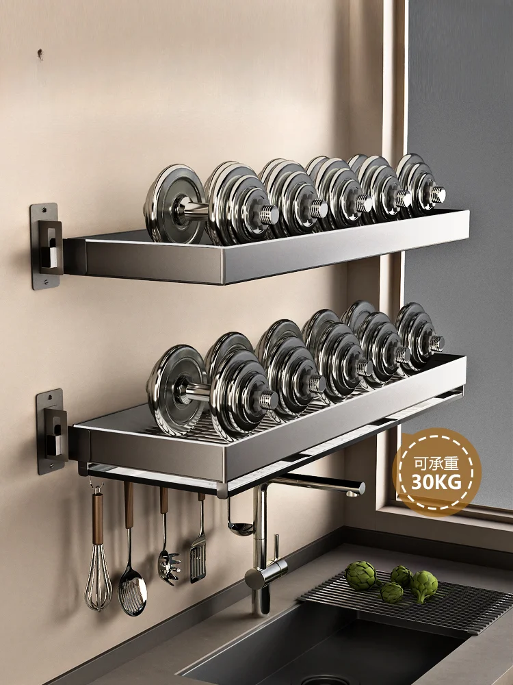 **Kitchen Wall-mounted Dish Drain Rack Dishsink Vegetable Basin Storage Rack Above Sink
