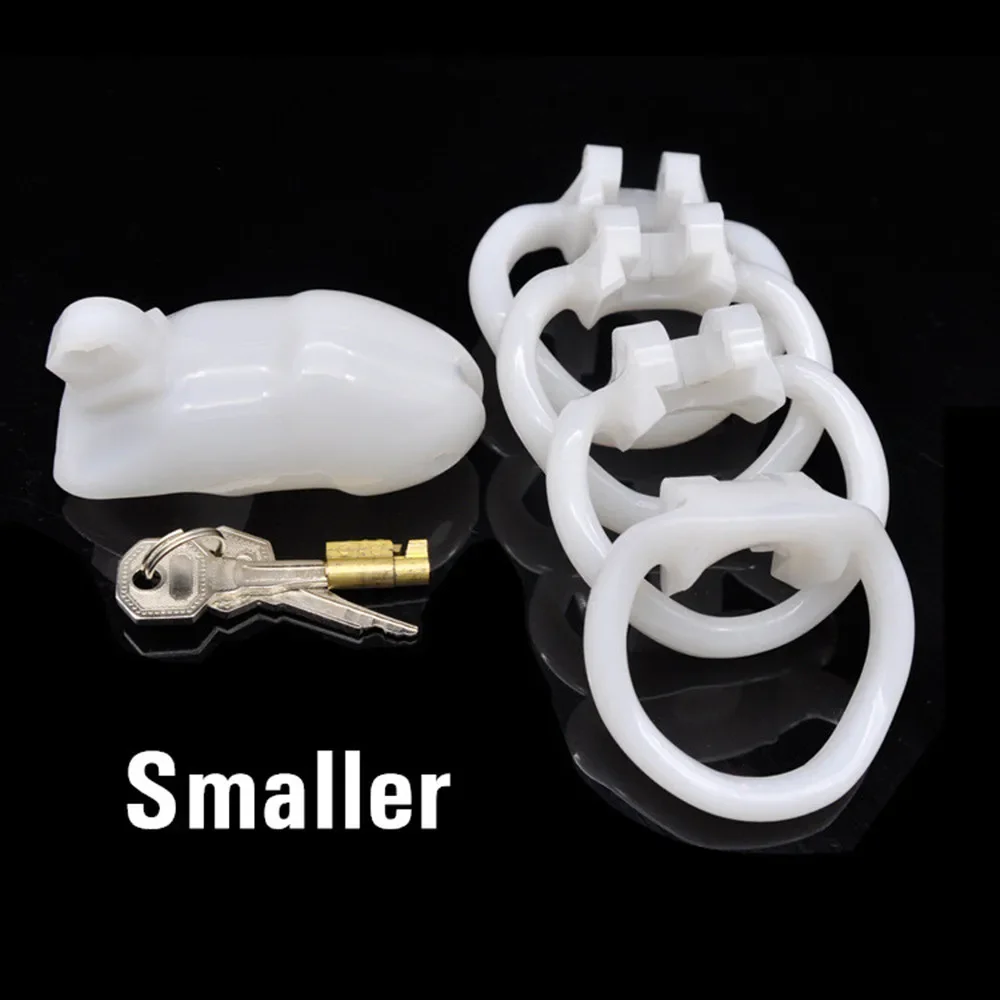 Penis Chastity Cage Sex Toys Resin Male With 4 Penis Rings Chastity Lock for Men 18+