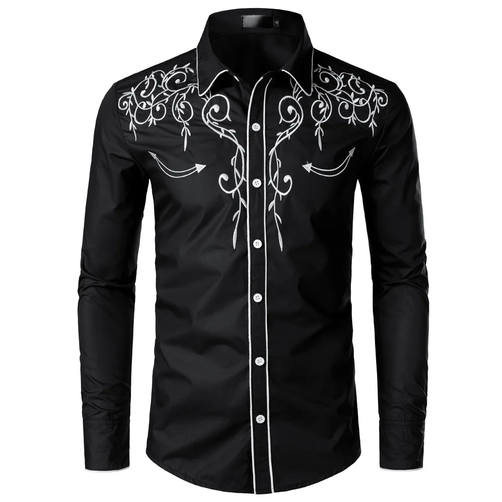 New Vintage Fashion Shirt Men Long Cuff Links Western Denim Style Shirt Spring And Autumn Men Casual Slim Oversized Dress