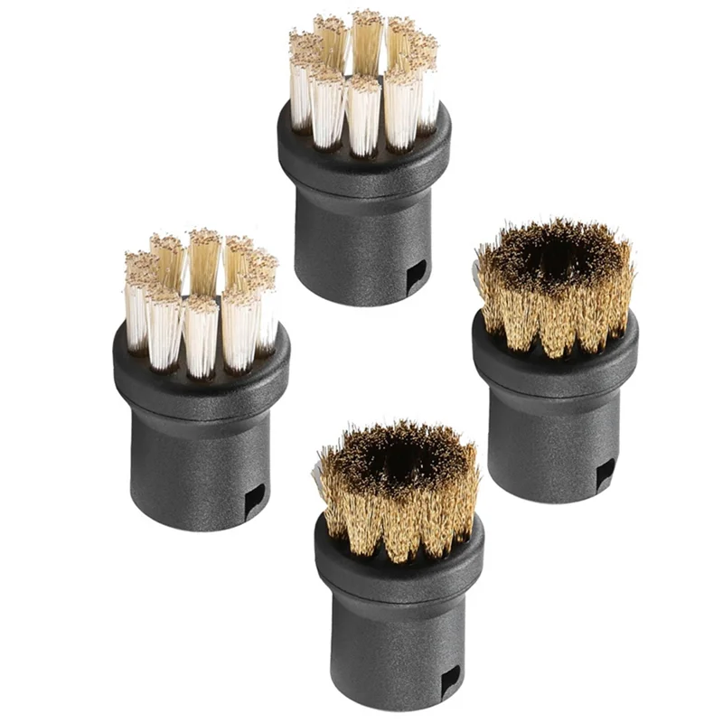B89B-For Karcher Power Brush Set,Round Brushes For Stubborn Dirt For Kitchen Household,2 Brass Brushes And 2 Power Brushes