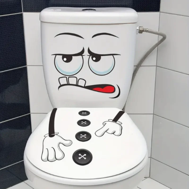 Toilet Seat Stickers Toilet Wall Stickers Toilet Stickers Vinyl Stickers 1pc Funny Expression Pattern Toilet Lid Decal Decoration Waterproof PVC Sticker