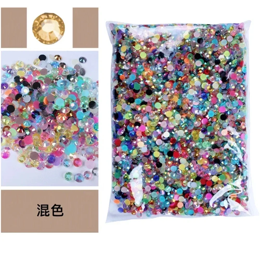 Bulk Jelly Color AB Transparent AB 2mm,3mm,4mm,5mm ，6mm Facets FlatBack Resin Rhinestone Nail Art Garment Decoration