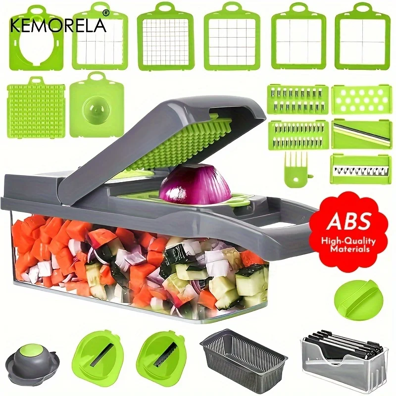 KEMORELA 22-in-1 Multifunctional Vegetable Cutter Onion Mincer Cutter Dicer Egg Slicer Potato Slicer Kitchen Gadgets