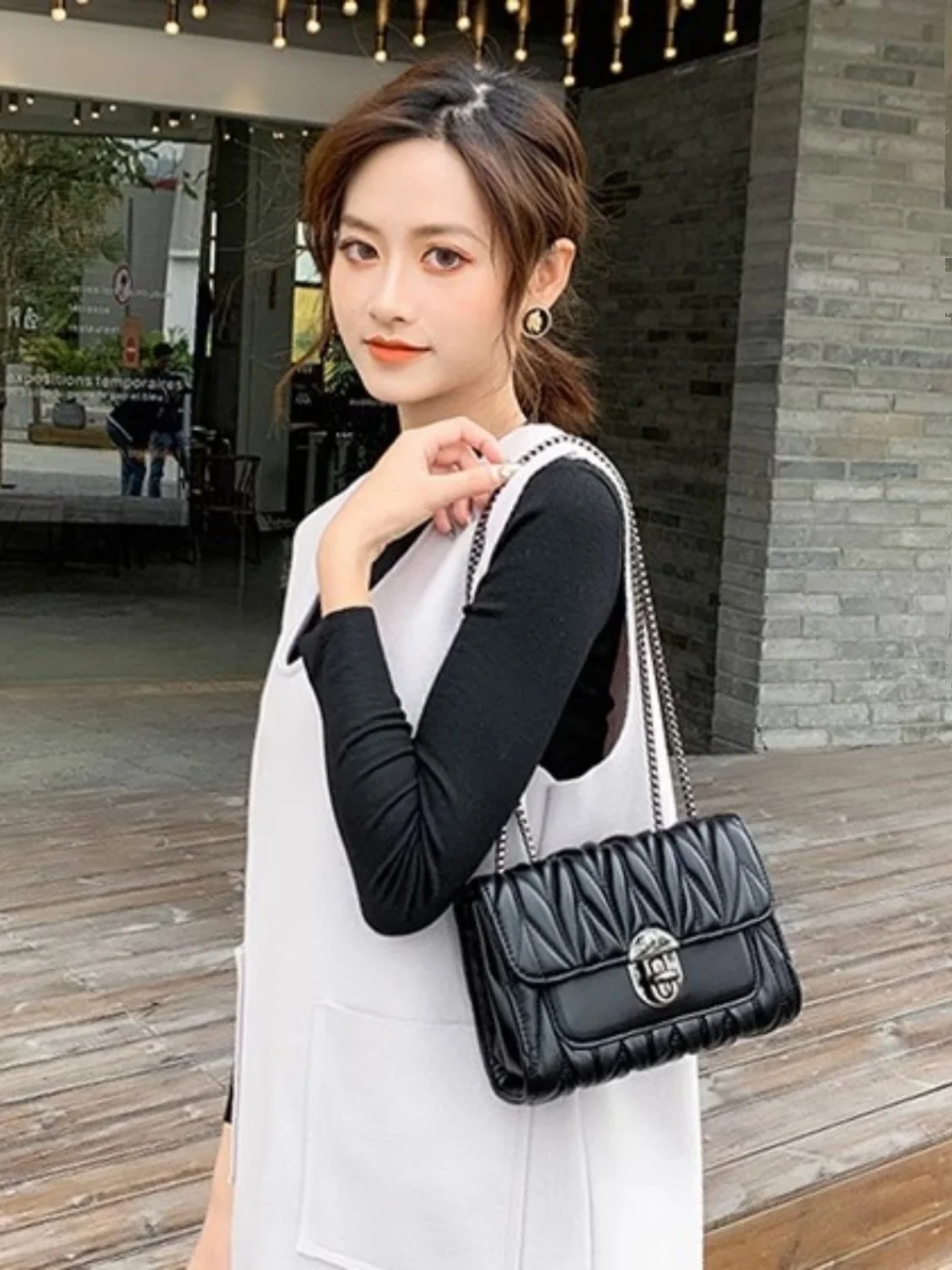 فاشن فيوجن حقيبة نسائية سلسلة وقفل