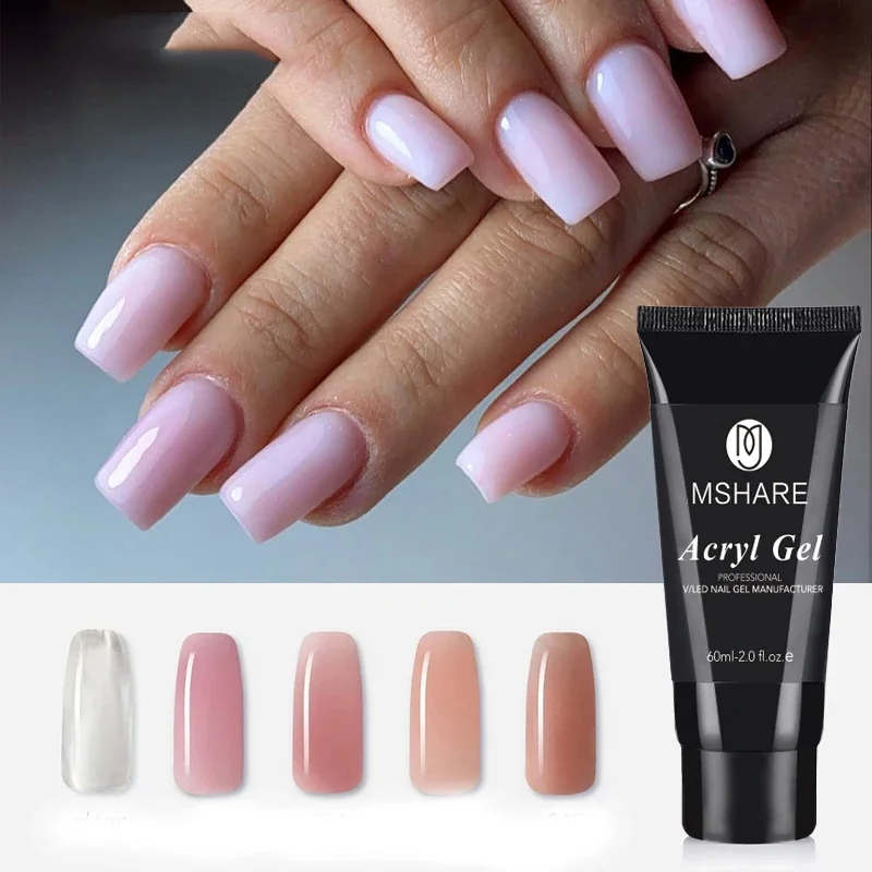 

MSHARE Poly Nails Acryl Gel 60ml 60g Builder UV Led Acrylgel Nails Extensions Acrylic Pink White Clear Gel Professional