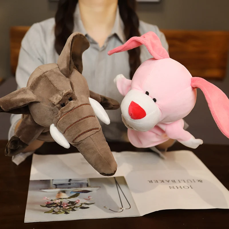 시뮬레이션 동물 손 인형 플러시 공룡 사자 기린 호랑이 표범 오리 개 토끼 개구리 악어 양 인형 선물