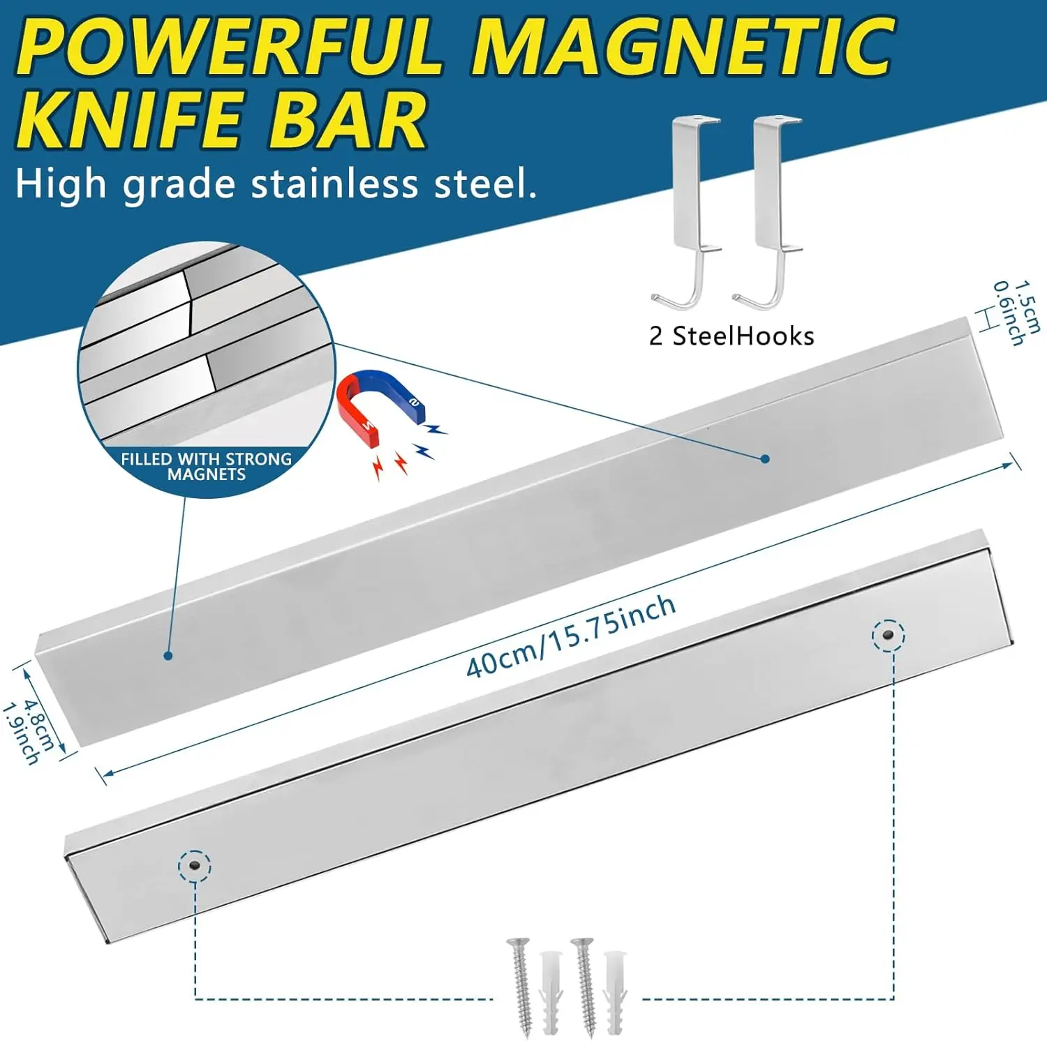 Magnetic Knife Bar Knife Holder Strip Art Supply Home Tool Organizer