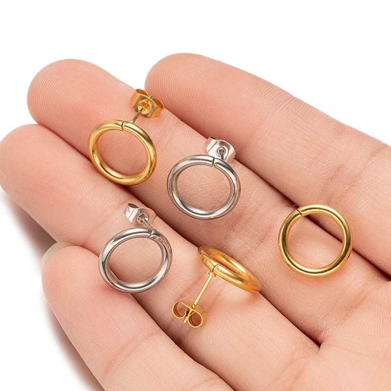 10 teile/los Edelstahl runde Reifen einfache Mode Ohrring und Schmetterling Ohr zurück für Geschenk Schmuck machen Accessoires Handwerk – Detail 4