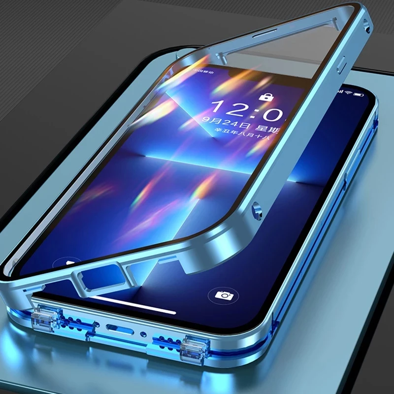 Enhanced 360° Full Protection Magnetic Double-Sided Glass Lock Buckle Phone Case