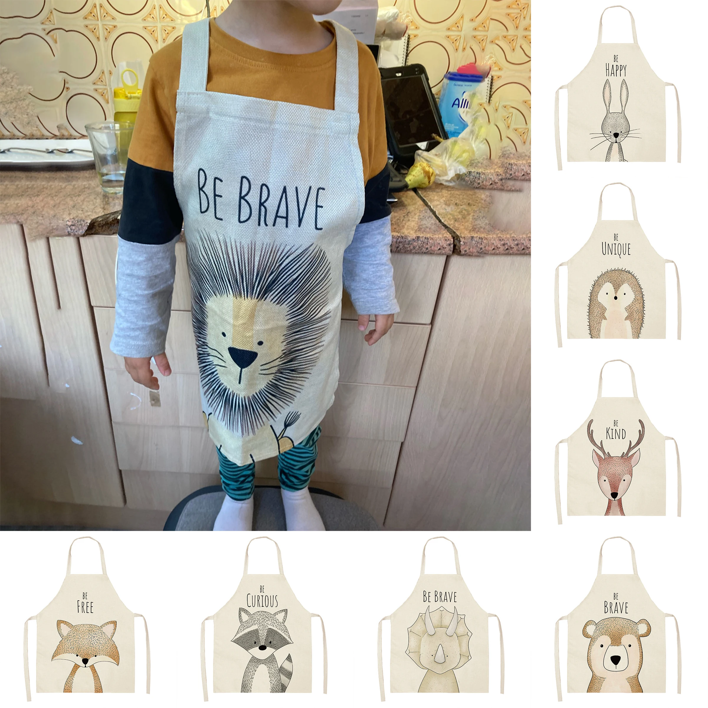 Grembiule Impermeabile Per Bambini, Regolabile, Con Scollo All'Americana, Stile Cartone Animato, Per Cucinare, Dipingere E Giardinaggio, 3-8 Anni
