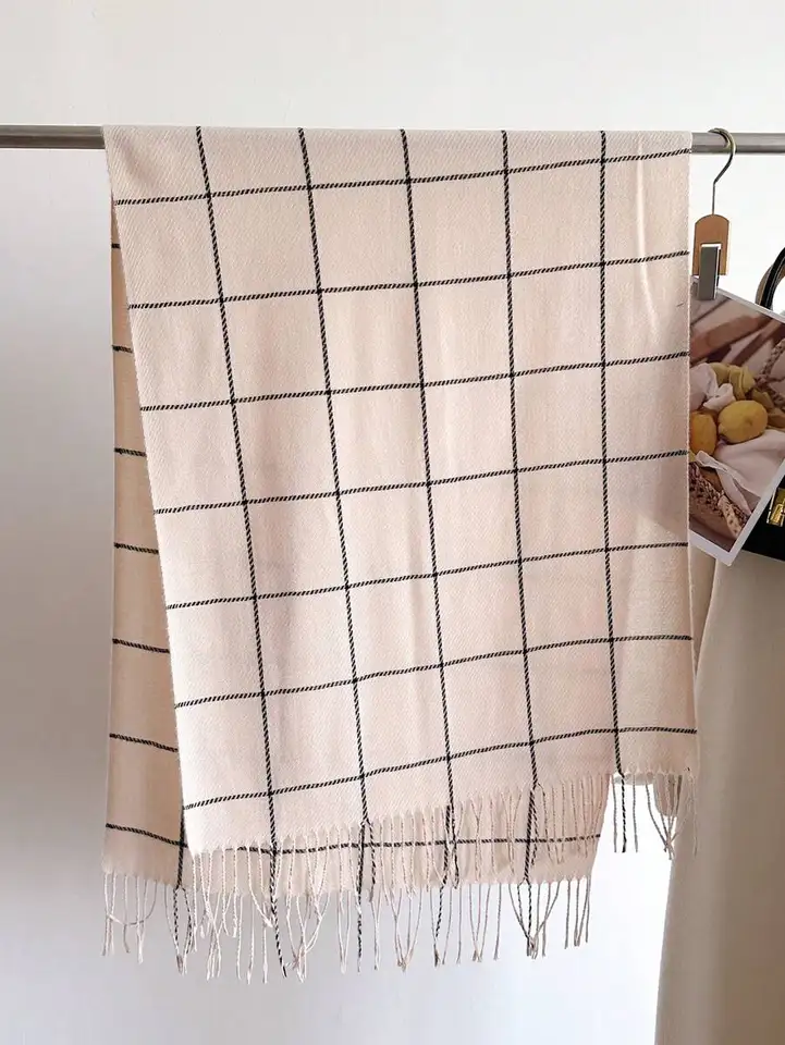 Imitation Cashmere Winter Head Scarf with Tassels