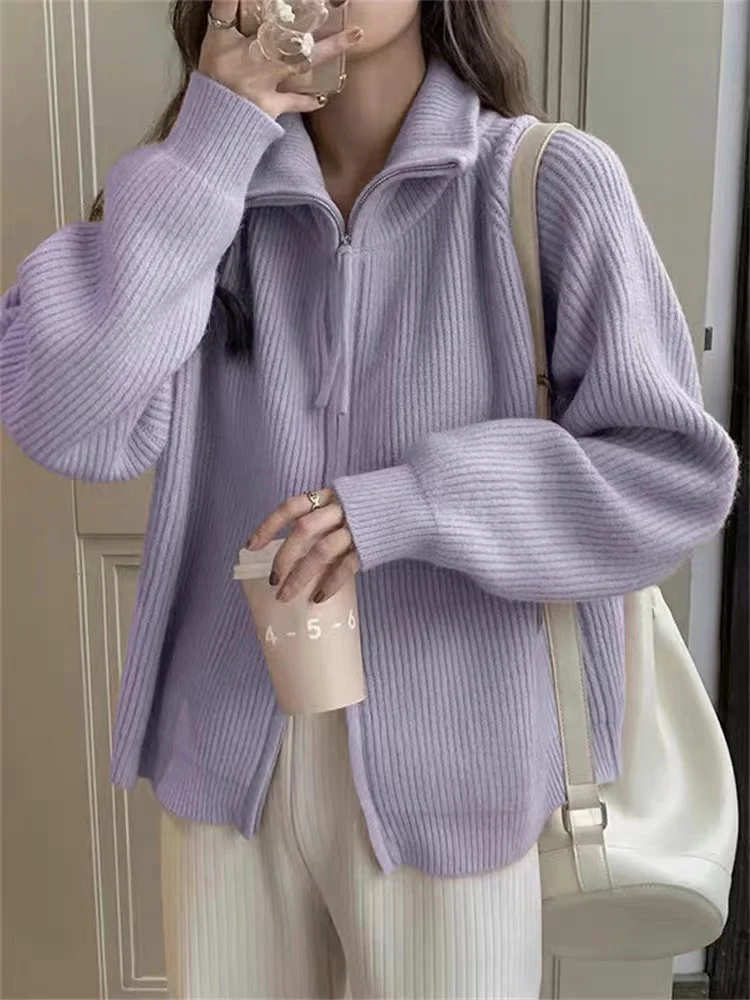 

Winter Women Sweater Knitted Cardigan Oversize Girls Sweater Woman Cashmere Pullover Tops Long Sleeve Maxi Vintage Y2k Thick