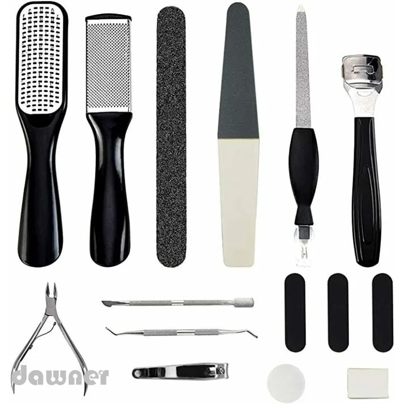 17Pcs/Set Professional Pedicure Kit Foot File Callus Remover Best Feet Care Feet Heels Toe Tool Hard Skin