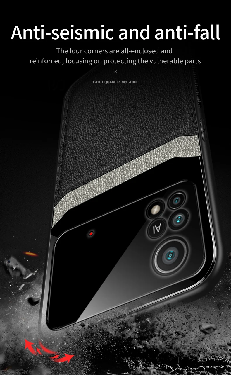 KEYSION Moda Custodia Antiurto per POCO X4 Pro 5G PU Pelle Specchio Vetro Molle Del Silicone Del Telefono Della Copertura Posteriore per Xiaomi POC_voghion.com