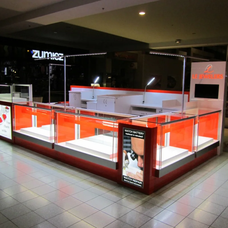 

custom，High End Modern Watch Retail Store Glass Display Showcase Jewelry Counter Cabinets Watch Kiosk for Shopping Mall