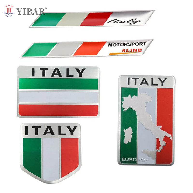 3D Alluminio Auto Italia Italia Mappa Bandiera Nazionale Adesivo Grill Emblema Decalcomania Moto