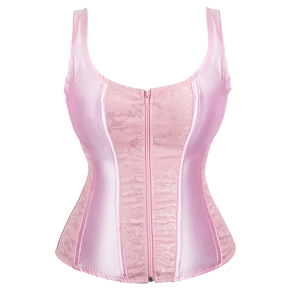 Sexy Pink Leopard & Lace Corset Bustier - Plus Size Gothic Floral Lingerie