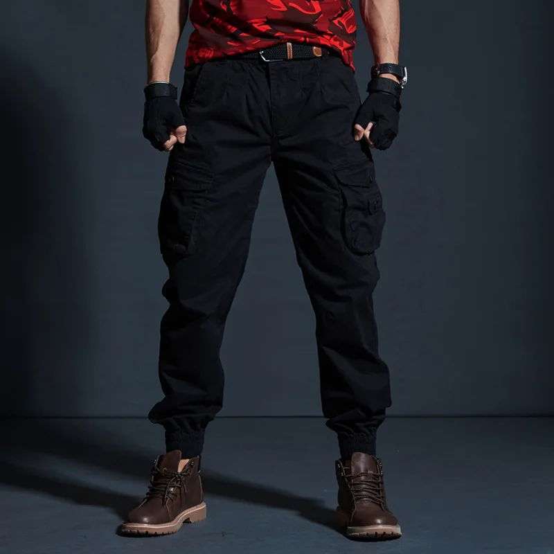Men Workwear Camouflage Pants Motorcycle Multi Pocket Bundle Leg Pants Trendy Men Slim Fit Small Foot Trousers 3