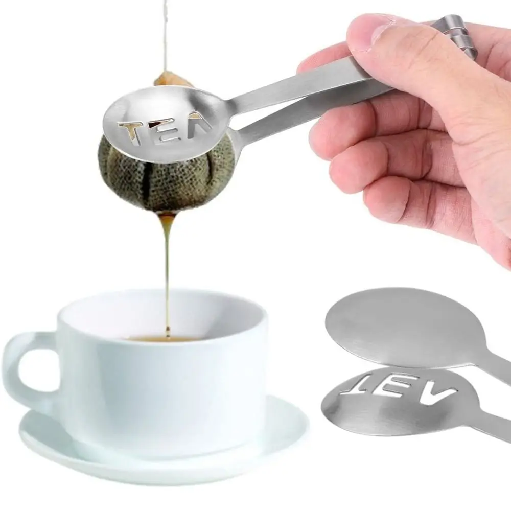 12.3/17cm Stainless Steel Tea Bag Clip Tongs Teabag Squeezer Tea Leaf Strainer Holder Grip Spoon Mini Sugar Lemon Ice Cube Clip