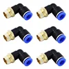5Pcs SL Water Air Hose Pneumatic Air Connector 1/8 "1/4" 3/8 "1/2" Male Thread Elbow Pneumatic Fitting 4/6/8/10/12mm