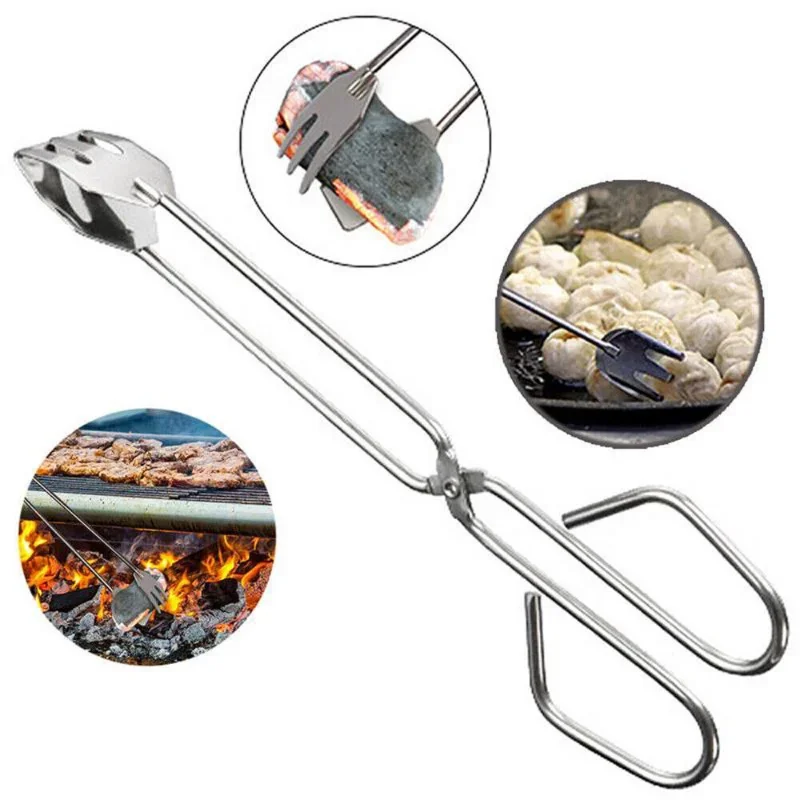 BBQ Tools Stainless Steel Scissors Type Grilled Food Clip Barbecue Accessories Portable Tongs Outdoor Gadget food tongs