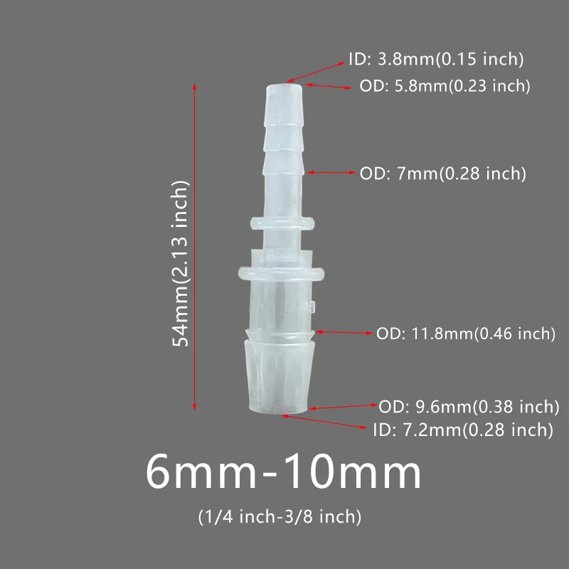 5pcs Plastic Flexible Hose Connector Barb Reducer Fitting Adapter Splicer Joint Water Pipe Repair Garden Aquarium Laboratory