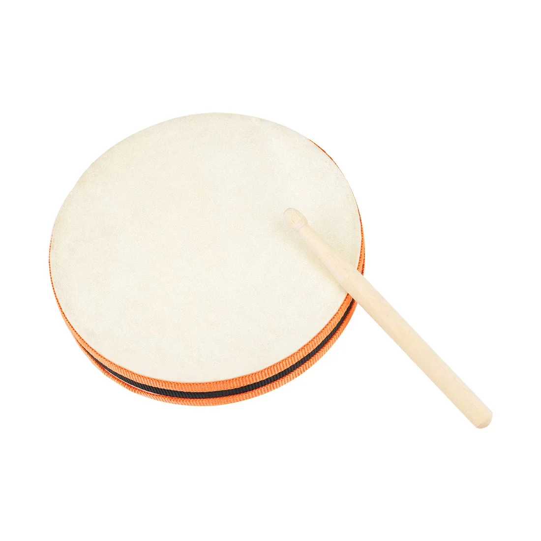 Double-sided Sheepskin Tambourine 8-inch Tambourine with Mallets Portable Solid Wood Percussion Instruments