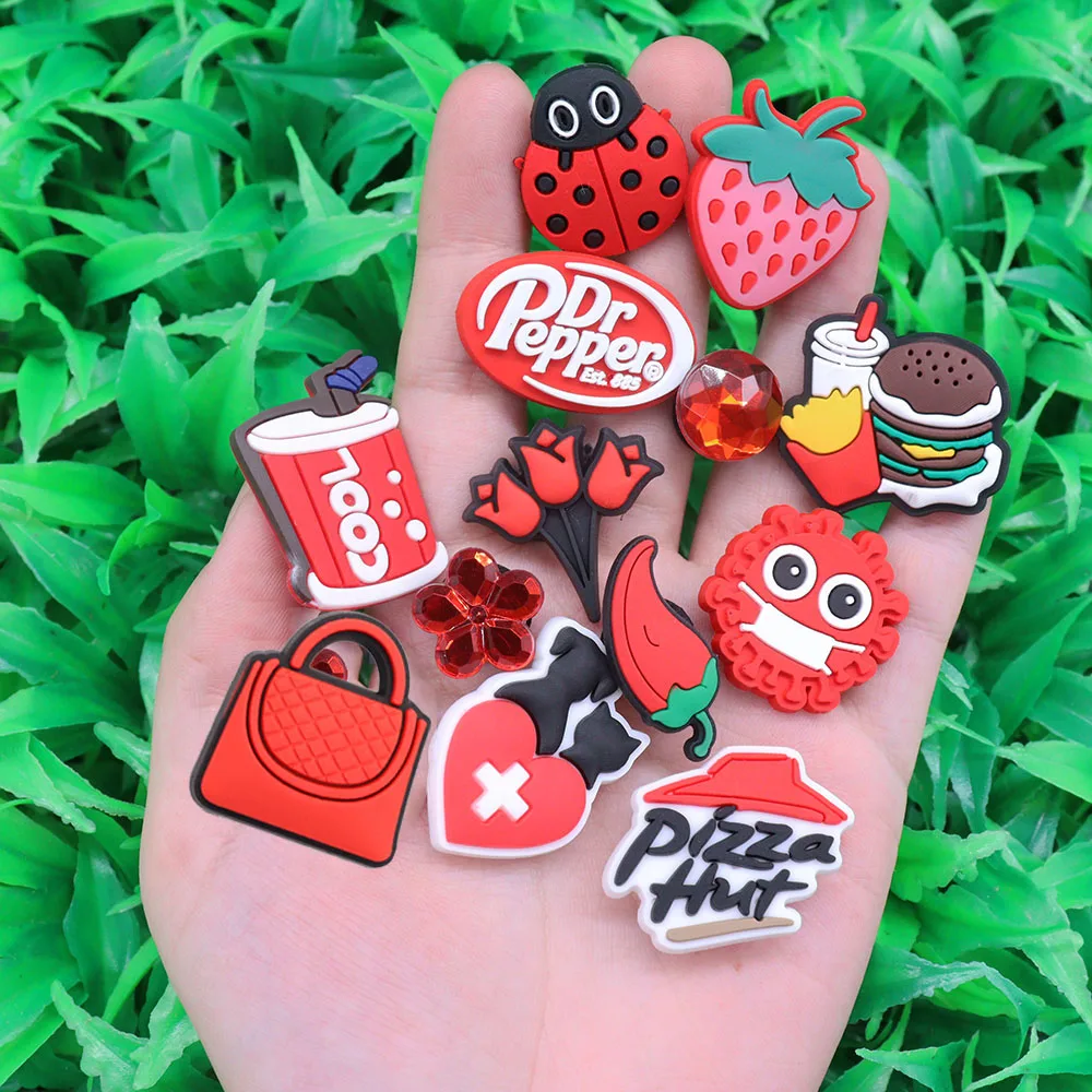 1-13Pcs PVC Strawberry Chili Cool Shoe Charms Buckle Clog