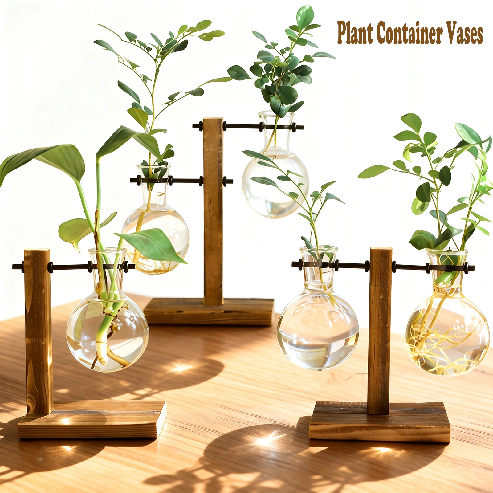 Elegant Glass Planter Vase - Indoor Desk Decor & Gardening Gift