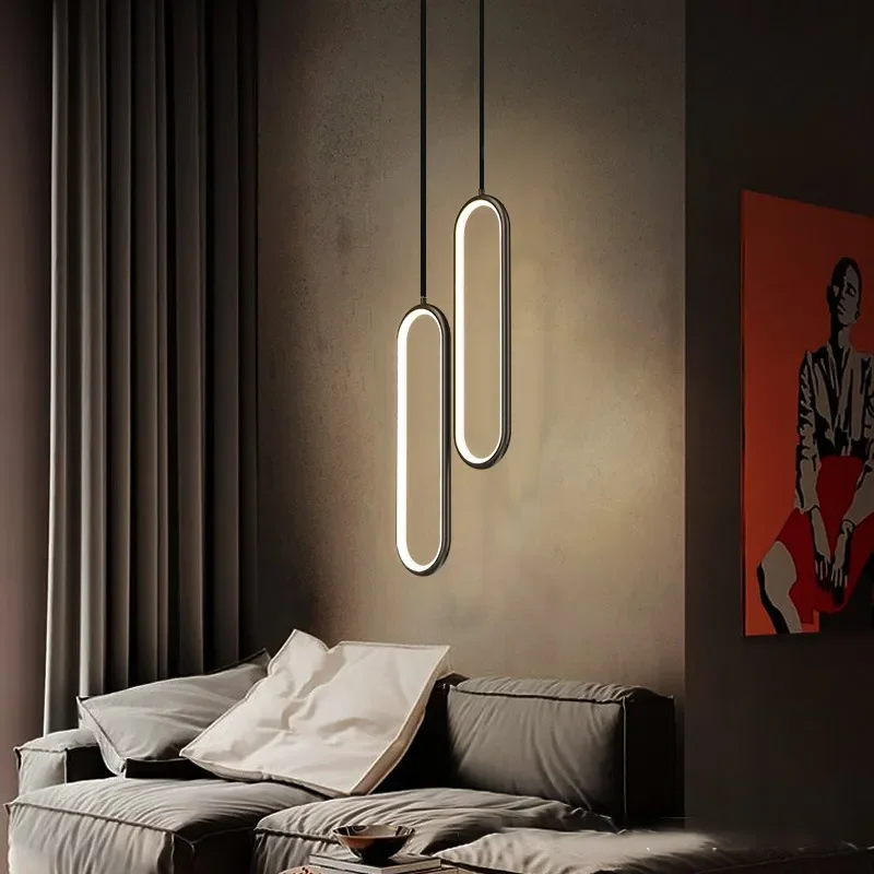 Modern Minimalist LED Pendant Light Chandelier For Bedroom Restaurant Living Room Gold Black Hanging Lamps Decoration Led Lustre 2