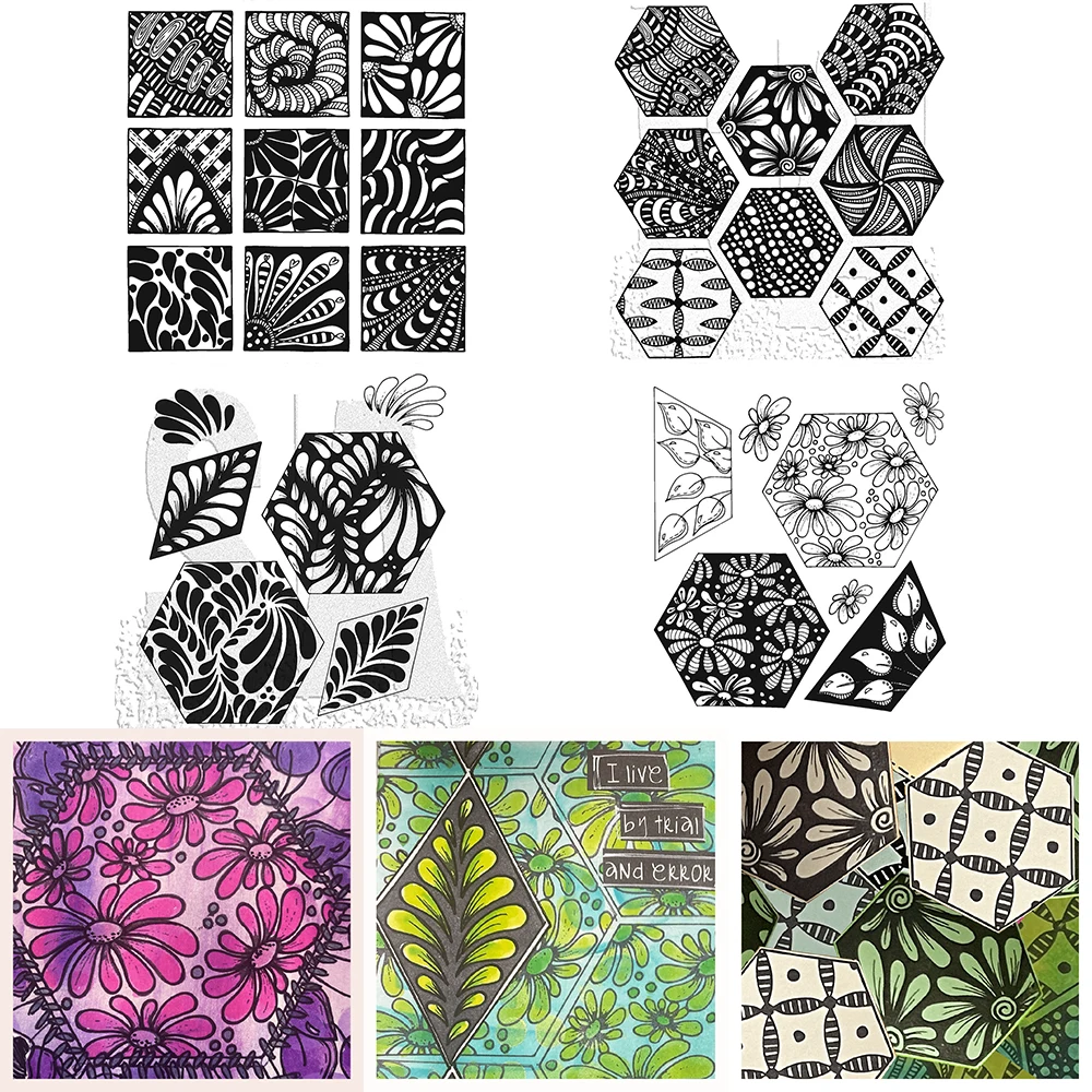 

Clear Silicone Stamps Botanical Daisies Brushstrokes Vintage Block Seal Transparent for DIY Paper Cards Album Craft Project