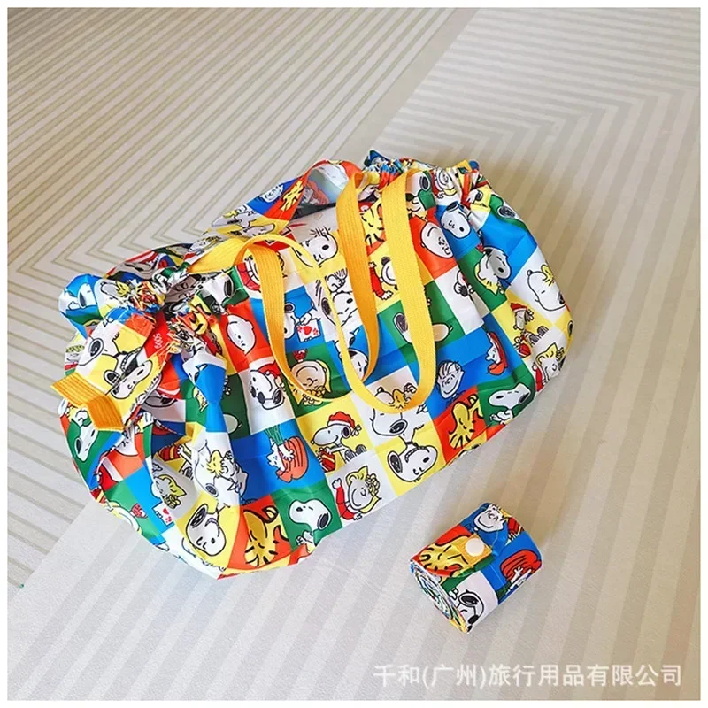 Snoopy Japanese Folding Shopping Bag One Shoulder Women's Fashion Cartoon Environmental Cloth Bag Portable Waterproof Travel 4